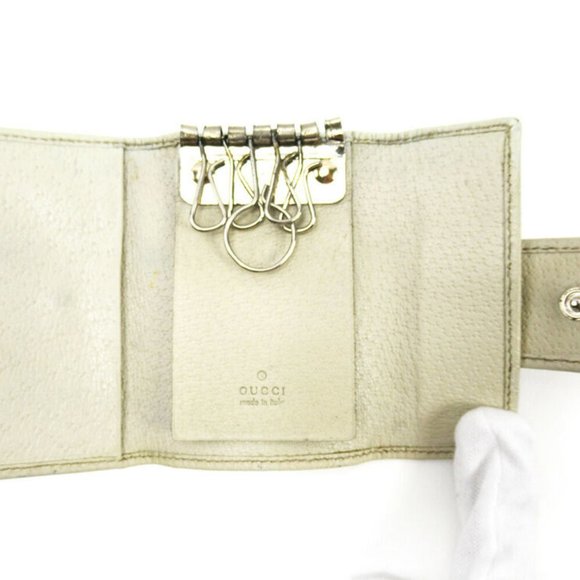 Gucci key case GG pattern beige canvas �~ leather Auth used T16785 - Picture 5 of 8